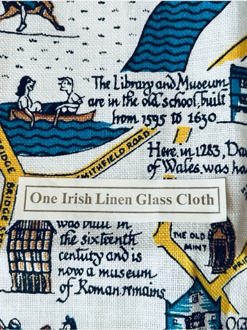 Vintage Ulster Irish Linen Towel Map of Shrewsbury England